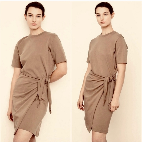VINCE Women's Preppy Casual Comfy Short Sleeve Side-Tie Shift Dress Size XS - Picture 1 of 5